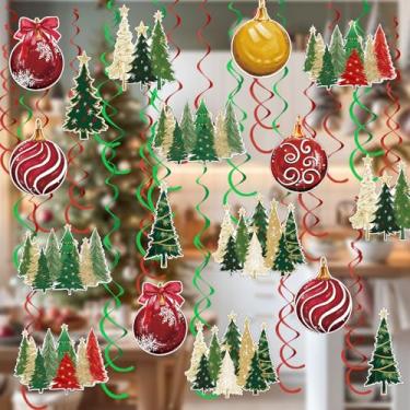 Imagem de Horaldaily 44 peças de decoração de faixa de redemoinho para pendurar em festas de Natal, enfeites de bolas de Natal, espirais para pendurar em festa, decoração de teto, para casa, escritório, sala de