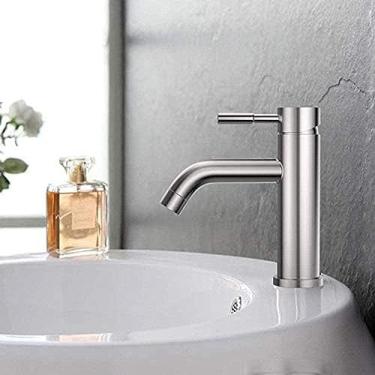 Imagem de Torneira de banheiro Torneira misturadora torneiras pia cachoeira lavatório torneira latão aço inoxidável 304 água quente e fria