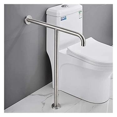 Imagem de Barra de apoio para vaso sanitário, trilho de apoio de parede ao chão, trilhos de apoio para banheiro, barra de apoio de aço inoxidável, trilho de suporte montado na parede com perna