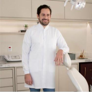 Imagem de 1002 jaleco gabardine botão escondido punho ribana - - Jaleco Brasil, 