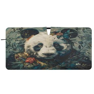 Imagem de CEBUGI Para-brisa de carro dobrável para-sol panda, para-sol para janela de carro, guarda-chuva, para-brisa frontal, para-sol para acessórios de carro, bloqueador solar reflexivo para carro, S