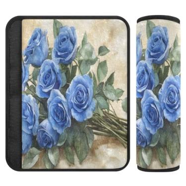 Imagem de Burbuja Capa para cinto de segurança de carro rosa azul dos namorados protetor de cinto de segurança de carro macio confortável para alça de ombro de assento de carro, 1 par pequeno