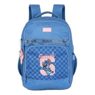 Imagem de Mochila De Costas Juvenil Stitch Com Chaveiro Angel - Luxcel