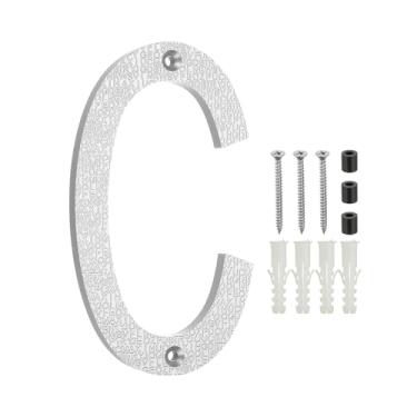 Imagem de PATIKIL Números de casa de 15 cm para fora, letra C ABS textura de plástico flutuante número de casa moderna caixa de correio números de porta com kit de unhas para rua residencial ao ar livre, tom