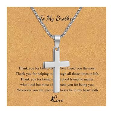 Imagem de Colar To My Son/Grandson/Dad/Boyfriend/Men/Brother Colar com pingente de cruz de prata para homens, filho, presente de mãe para meu homem, Neklace, neto, namorado, irmão, aniversário, joias, presente