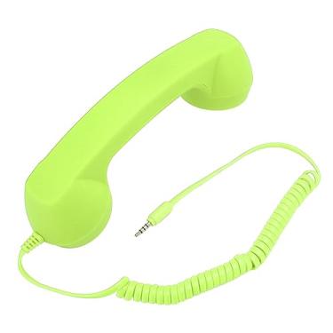 Imagem de Akozon Aparelho Receptor de Telefone retrô Com Plugue de 3,5 Mm para Smartphones e PC - Aparelho Celular Com Fio à Prova de Radiação Com Controle de Volume e Resposta Com um Toque (Verde)