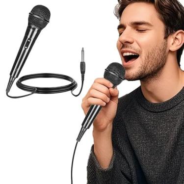 Imagem de Microfone portátil com fio, som claro para máquina de canto de karaokê, desempenho vocal, gravação de discurso, entretenimento doméstico, reuniões de negócios, preto