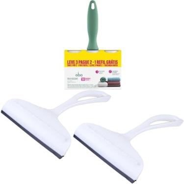 Imagem de Kit 2 Rodo de pia Branco e 1 Rolo Adesivo Tira Pelos com 2 Refis