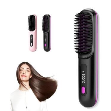 Imagem de Escova Alisadora de Cabelo Portátil Sem Fio Recarregável Domni