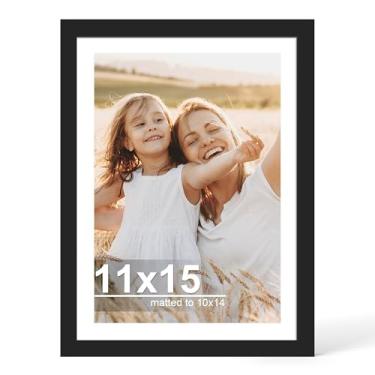 Imagem de Hongkee Porta-retrato de 28 x 38 cm com vidro, para exibição de 25 x 35 cm com tapete ou 28 x 38 cm sem tapete, molduras de madeira de 28 x 38 cm para montagem na parede (preto, 1 pacote)