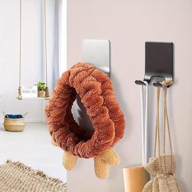 Imagem de 1 suporte de lâmina de barbear de aço inoxidável, suporte de parede adesivo sem broca, banheiro, cozinha, organizador de garagem para barbeadores, plugues, roupões, toalhas, roupas - presente ideal