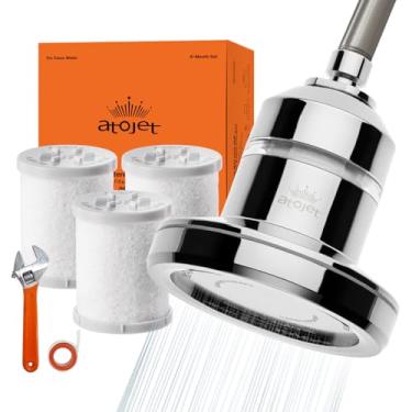 Imagem de ATOJET Filtro de chuveiro central moldado pela história da beleza da Coreia - Filtros de carbono puro para pele mais macia e cabelos macios | Filtro composto de carbono | Conjunto de 6 meses