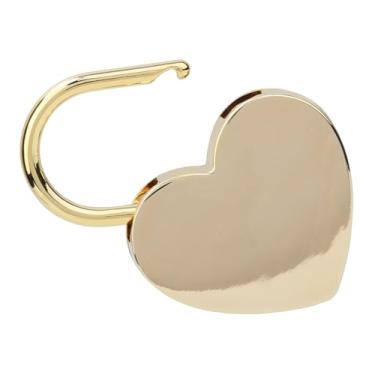 Imagem de Generic Cadeado Vintage de Metal Com Coração, Mini Fechadura Com Chave para Segurança, Imitação de Ouro, 45x59mm, para Bagagem Pequena (imitação de ouro)