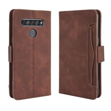 Imagem de Capa para LG K61,Retro magnético Flip Case,Design de carteira de couro PU com slots de cartão removíveis -Brown