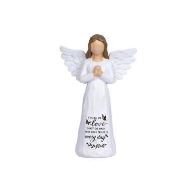Imagem de PUHOZN Estatueta de anjo memorial para perda de entes queridos estátuas de anjo simpatia luto presente lembrança estátua de anjo oração serenidade presentes para mulheres condolências decoração de
