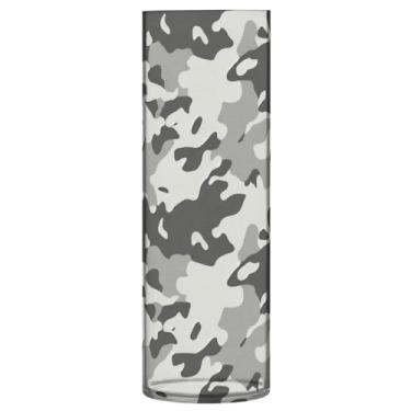 Imagem de JUZIHAI Vaso de flores com padrão de camuflagem 9,9 cm x 30 cm de cilindro de plástico moderno para decoração de casa de centro de mesa de casamento