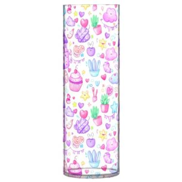 Imagem de JUZIHAI Vaso com estampa de dragão caprichoso para flores, 9,9 cm x 30 cm, cilindro de plástico, moderno, vaso de flores para centro de mesa de casamento, decoração de casa