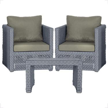 Imagem de Mesa E 2 Poltronas Madri Corda Náutica Estofado 8 Trama Prata