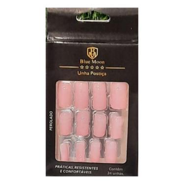Imagem de Blue Moon Unhas Postiças Rosa Autocolantes Tamanho Médio (24 Unidades)