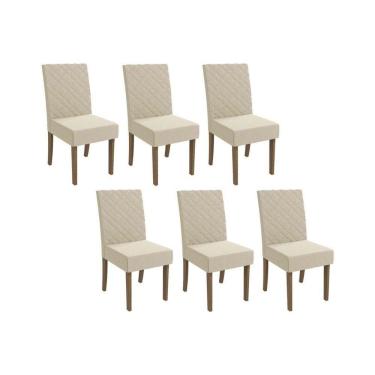 Imagem de Kit 2 Cadeiras De Cozinha 2cad133ng 6 Un Nogueira Linho Bege A019