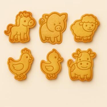 Imagem de Kit 6 Cortador de Biscoito Infantil Fazendinha de Animais 6cm Cortador De Bolacha Biscoito Amanteigado PAsta Americana Massinha