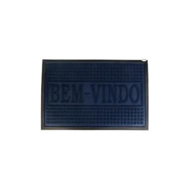 Imagem de Tapete Retangular Bem Vindo, Marrom, Borracha e Poliéster, 40x60cm, Base Antiderrapante, para Entrada de Casa e Escritório