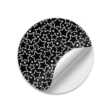 Imagem de Ladrilho Decorativo de Cerâmica Estampa Estrelas Brancas em Fundo Preto