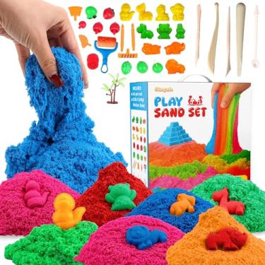 Imagem de Sleepah Conjunto de areia para brincar – 2,3 kg de areia de brinquedo sensorial com 13 moldes para meninas e meninos – Brinquedo sensorial sem bagunça, arte e artesanato, presente para crianças de 3