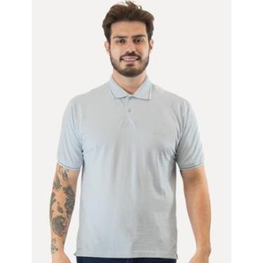 Imagem de Polo Guess Masculina Piquet Frieze Logo Relief Azul Claro-Masculino