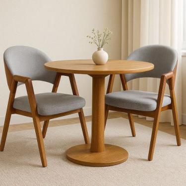 Imagem de Kit 2 Cadeiras Luiza Sala de Jantar com Braço Madeira Maciça Movellu H