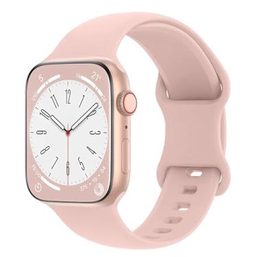 Imagem de Pulseira esportiva compatível com Apple Watch para mulheres e homens de 38/40/41/42/44/45/46/49 mm, pulseira de silicone macio à prova d'água (38/40/41/42 mm, rosa)