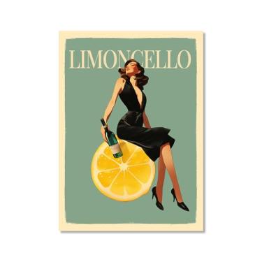 Imagem de Pôster em tela de licor de limão mulher sexy sentada em limões Limoncello cozinha arte de parede impressão de imagem moderna criatividade sala de jantar decoração de bar (SKU1,40.6x50.8 cm = (40x50 cm