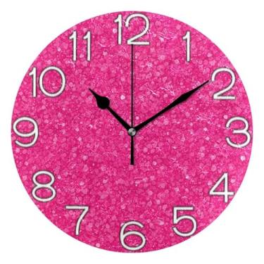 Imagem de GAIGEO Relógio de parede decorativo rosa malva analógico quarto cozinha relógio redondo sem tique-taque silencioso, arte de parede boho decoração de casa, 25 cm, ponteiros pretos