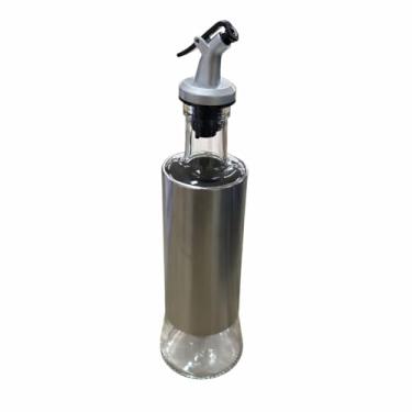 Imagem de Dispenser de Temperos 300 ml, Vidro com Inox, Transparente, 25 cm Altura x 6,5 cm Diâmetro, com Bico Dosador