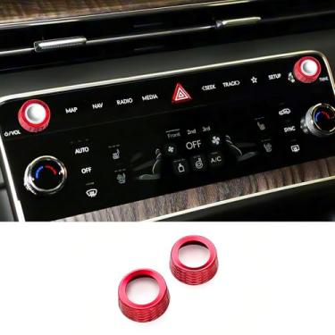 Imagem de JUIVEEL Tampa de botão de ajuste de volume de áudio de rádio de carro, capa de acabamento de botão de controle de volume de rádio compatível com acessórios Genesis GV80 GV70 G80 2025-2026 (vermelho)