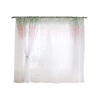 Imagem de Cortina de janela de poliéster Ainoli Valências Voile Quarto Decoração de sala de estar (Rosada)