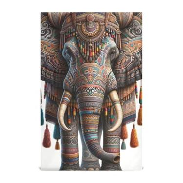 Imagem de Conjunto de toalha de prato de cozinha de elefante tribal decorativo toalha de chá de mão panos de prato fofos panos de prato absorventes de banheiro 45 x 71 cm, pacote com 6