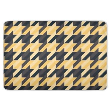 Imagem de Almofadas clássicas Houndstooth amarelas, almofadas de cama reutilizáveis, protetor de colchão para molhar a cama