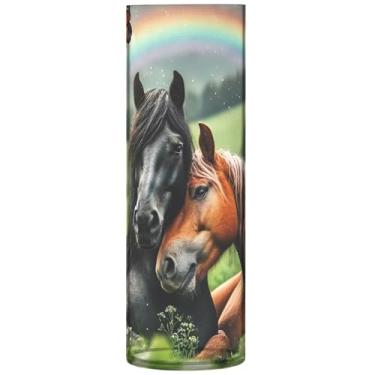 Imagem de Vasos e vasos de plástico fofos de animais de cavalos vasos cilíndricos decorativos para decoração de quarto floral moderno, 30 cm x 9,9 cm