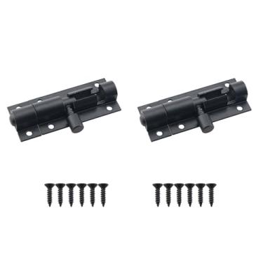 Imagem de TAODAN 2 peças de pino de liga de alumínio preto de 5 cm com trava de parafuso adequado para telas, portas, janelas, galpões de trava de celeiro