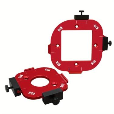 Imagem de 2 peças de gabarito de raio de canto de liga de alumínio resistente com clipe removível - Guia de corte de arco R10-R50, ferramenta de precisão para marcenaria e artesanato, placa de madeira