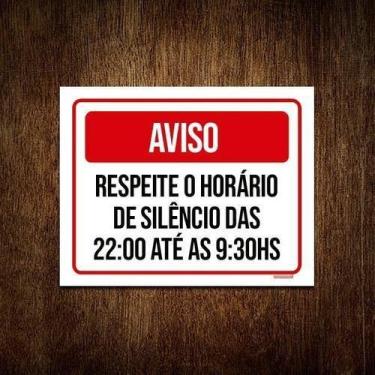 Imagem de Kit 5 Placasinalização Aviso Respeite Horário De Silêncio - Sinalizo