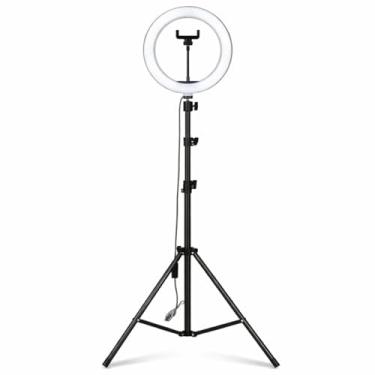 Imagem de Suporte para Ring Light com Tripé Ajustável – LED 10 Polegadas com Suporte para Celular – Iluminação Profissional para Fotos, Vídeos, Lives e Maquiagem