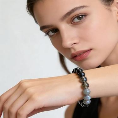 Imagem de Pulseira de atração para mulheres e homens, pedra natural olho de tigre, contas elásticas feitas à mão, joias, dinheiro, riqueza, cristal, ioga, amizade, presente de Natal, Medium, Latão, Sem Pedra