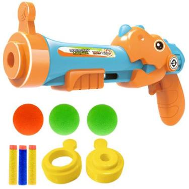 Imagem de Lançador Dardo Bolinha Pistola Escopeta Super Shot Dino 2em1 30Cm - Dm