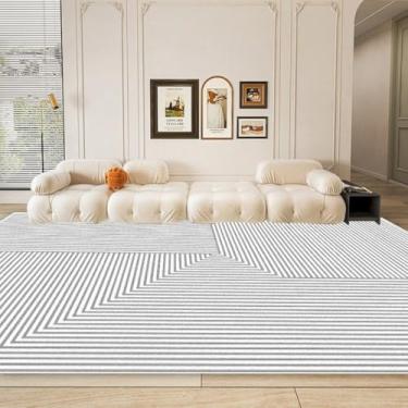 Imagem de Tapete moderno e simples para sala de estar, decoração de casa, listrado, para sofá, tapete grande para escritório, lounge, mesas de centro (300x400cm 118x157in/Laço-2)