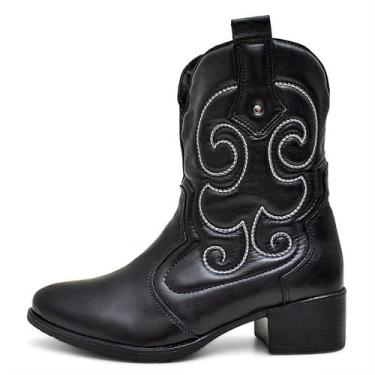 Imagem de Bota Feminina Texana Western Preto Couro DIfranca - 245, 38