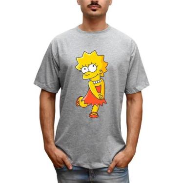 Imagem de Camiseta Masculina Lisa Os Simpsons Lisa de Vestido, Cinza, GG, Homem