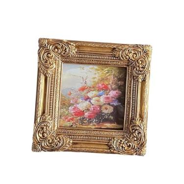 Imagem de IEUDNS Porta-retratos retrô de resina quadrada para parede ou mesa, ideal para exibir fotos e decorar prateleiras.