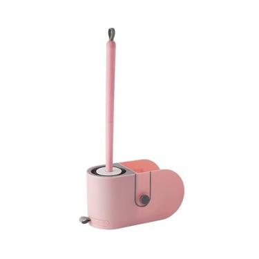 Imagem de Escova de vaso sanitário escova de vaso sanitário com suporte conjunto de escova de silicone TPR macio cabeça de escova de banheiro montada na parede caixa de armazenamento acessórios de banheiro